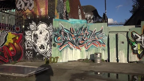 Graffiti brick lane Stock Footage 72215736