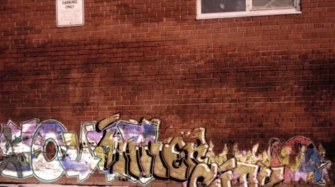 Graffiti on brick wall animation 5 Stock Footage 2422556