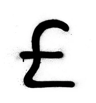 Graffiti british pound symbol sprayed in black over white Stock Illustration