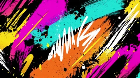 Graffiti Brush Stroke Background With Neon Paint Slashes and White Scribble Stock Footage 315504536