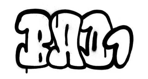 Graffiti bubble font bad one 1 word in black on white Stock Illustration
