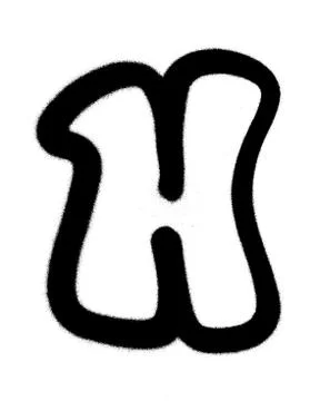 Graffiti Bubble Font H in black on white Stock Illustration