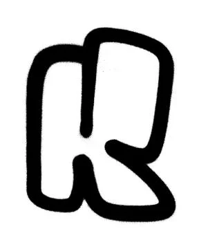 Graffiti Bubble Font K in black on white Stock Illustration