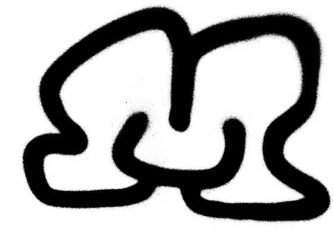 Graffiti Bubble Font M in black on white Stock Illustration