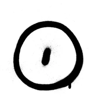 Graffiti Bubble Font number 0 in black on white dripping Stock Illustration