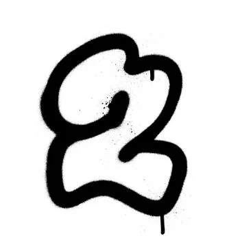 Graffiti Bubble Font number 2 in black on white dripping Illustrazione stock