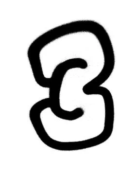 Graffiti Bubble Font number 3 in black on white Stock Illustration