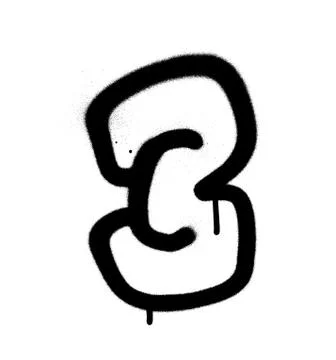 Graffiti Bubble Font number 3 in black on white dripping Stock Illustration