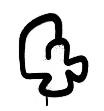 Graffiti Bubble Font number 4 in black on white leaking Stock Illustration
