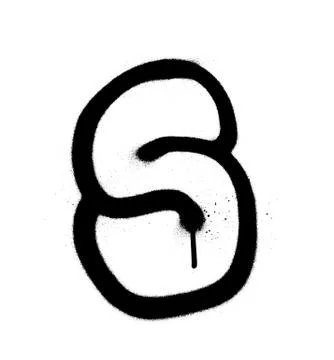Graffiti Bubble Font number 5 in black on white leaking Stock Illustration