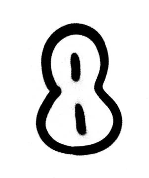 Graffiti Bubble Font number 8 in black on white Stock Illustration