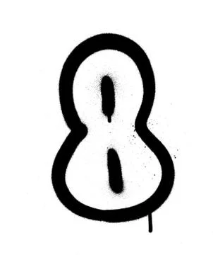 Graffiti Bubble Font number 8 in black on white leaking Stock Illustration