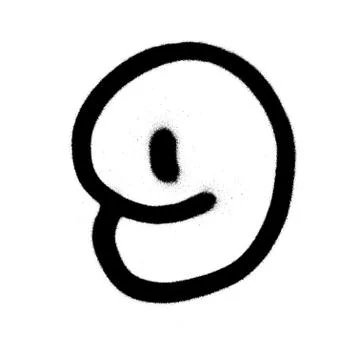 Graffiti Bubble Font number 9 in black on white Stock Illustration