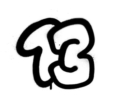 Graffiti Bubble Font number thirteen 13 in black on white Stock Illustration