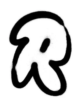 Graffiti Bubble Font R in black on white Stock Illustration