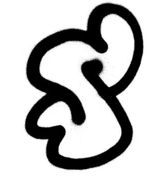 Graffiti Bubble Font S in black on white Stock Illustration