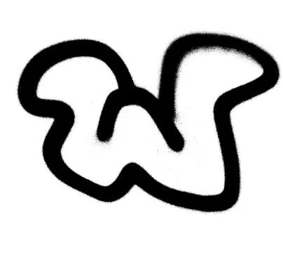 Graffiti Bubble Font W in black on white Illustrazione stock