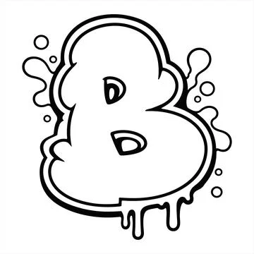 Graffiti bubble letter B outline illustration isolated on white background .. Stock-Illustration