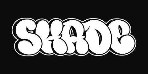Graffiti bubble letters typography on black background Stock Illustration
