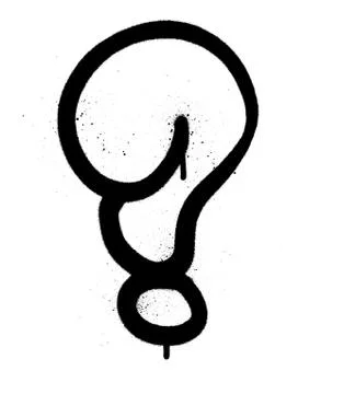 Graffiti Bubble question mark in black on white leaking Illustrazione stock