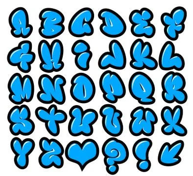 Graffiti bubble vector fonts with gloss and outline Stock Illustration