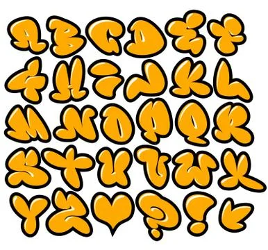 Graffiti bubble vector fonts with gloss and outline variation Stock Illustration