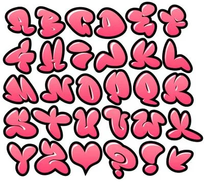 Graffiti bubble vector fonts with gloss and outline variation Stock Illustration