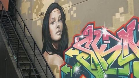 Graffiti on building Stock Footage 82245962