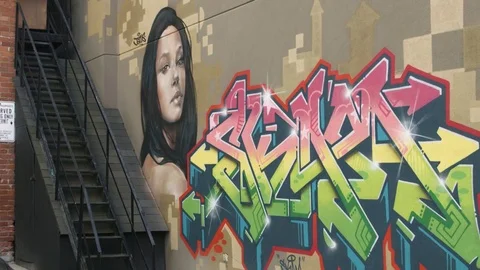 Graffiti on building Stock Footage 82245996