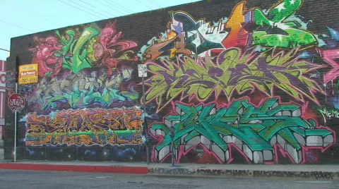 Graffiti Building Pan HD Stock Footage 106267