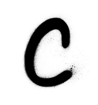 Graffiti C font sprayed in black over white Stock Illustration