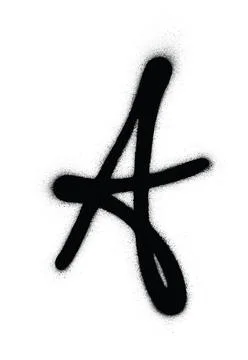 Graffiti calligrahic letter A sprayed in black over white Stock Illustration