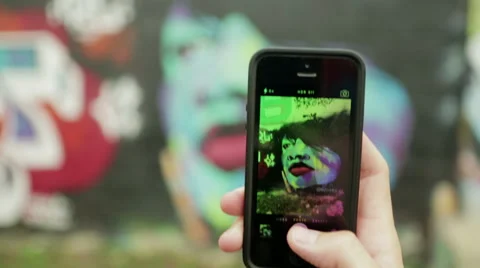 Graffiti Camera Phone Close Stock Footage 45047162