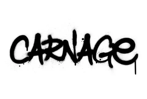 Graffiti carnage word sprayed in black over white Illustrazione stock