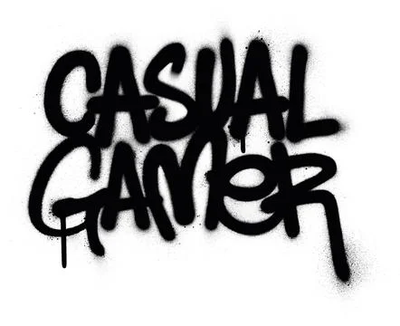 Graffiti casual gamer text sprayed in black over white Illustrazione stock