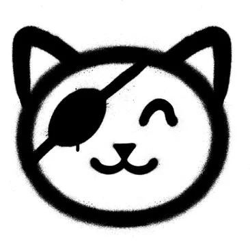 Graffiti cat with one eye sprayed in black over white Stock Illustration