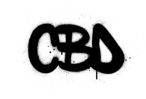 Graffiti CBD abbreviation sprayed in black over white Stock Illustration
