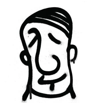 Graffiti character sprayed in black on white Stock Illustration