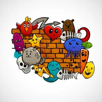 Graffiti Characters Flat Color Concept Stock Illustration