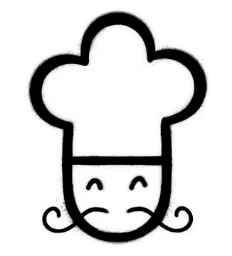 Graffiti chef cook icon sprayed in black over white Stock Illustration