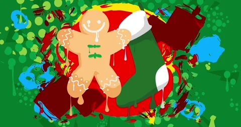 Graffiti Christmas stocking and Gingerbread Man Cookie Stock Footage 295295162