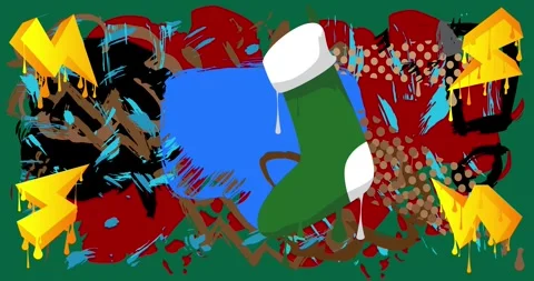 Graffiti Christmas stocking animation Stock Footage 291993451
