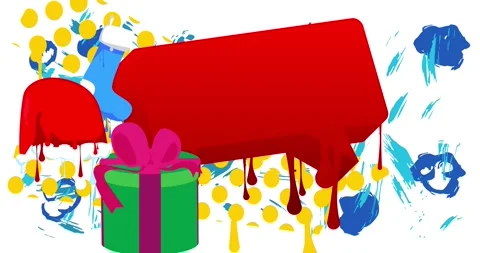 Graffiti Christmas stocking, Gift Box and Santa Claus Hat animation Stock Footage 321885888