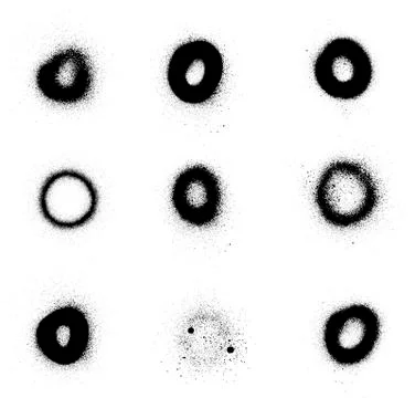 Graffiti circle collection sprayed in black over white Stock Illustration