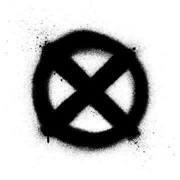 Graffiti circle with cross sprayed in black over white Illustrazione stock