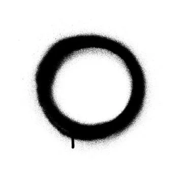 Graffiti circle spray design element in black on white Stock Illustration