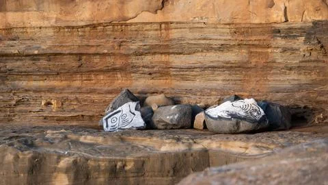 Graffiti cliff Stock Photos