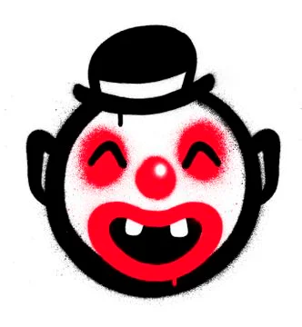 Graffiti clown character sprayed in red black over white Stock Illustration