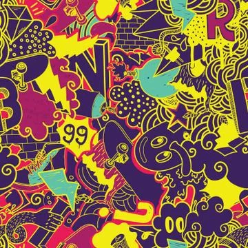 Graffiti colorful seamless pattern Stock Illustration