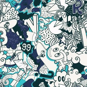 Graffiti colorful seamless pattern Illustrazione stock